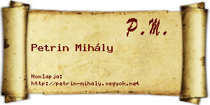 Petrin Mihály névjegykártya