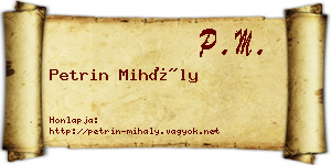 Petrin Mihály névjegykártya